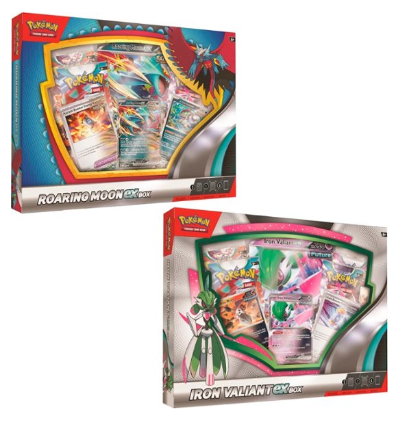 Pokémon Roaring Moon ex Box or Iron Valiant ex Box (4 packs per box, 10 cards per pack)