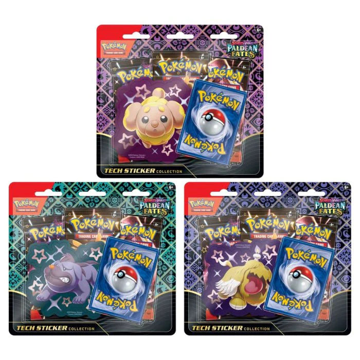 Pokemon Paldean Fates Tech Sticker Collection (3 Packs Per Box, 10 Cards Per Pack) YOU ARE ONLY PURCHASING 1 THREE (3) PACK BLISTER AT $15